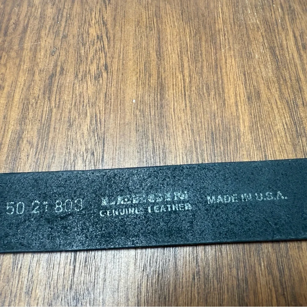 Leegin British Mens Black Leather Belt made in USA‎ Sz 50 fits 48